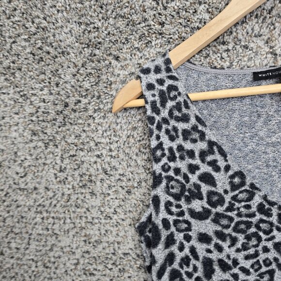 White House Black Market Top Womens Small Gray V Neck Tunic Sleeveless Knit - Picture 3 of 7